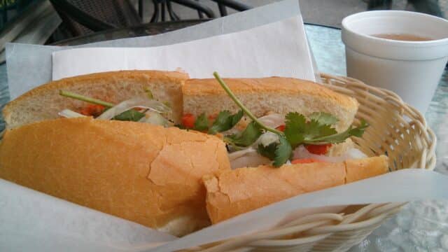 A Vietnamese banh mi sandwich