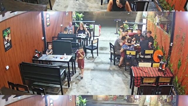 A sequence of three images shows people dining at tables in Bologne Restaurant, a cozy, warmly lit spot.