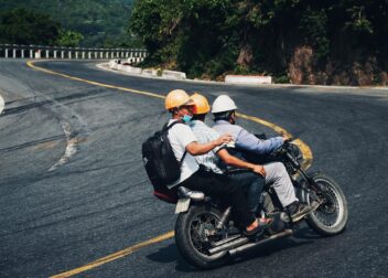 A motorbike on the Hai Van Pass mountain road between Da Nang and Hue