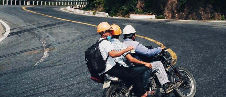 A motorbike on the Hai Van Pass mountain road between Da Nang and Hue