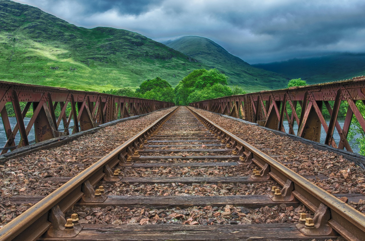 Railway track stretching into the distance