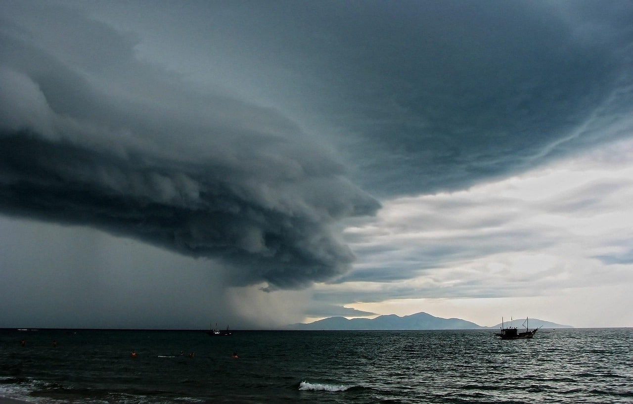 A thunderstorm rolling in over Cua Dai Beach near Hoi An