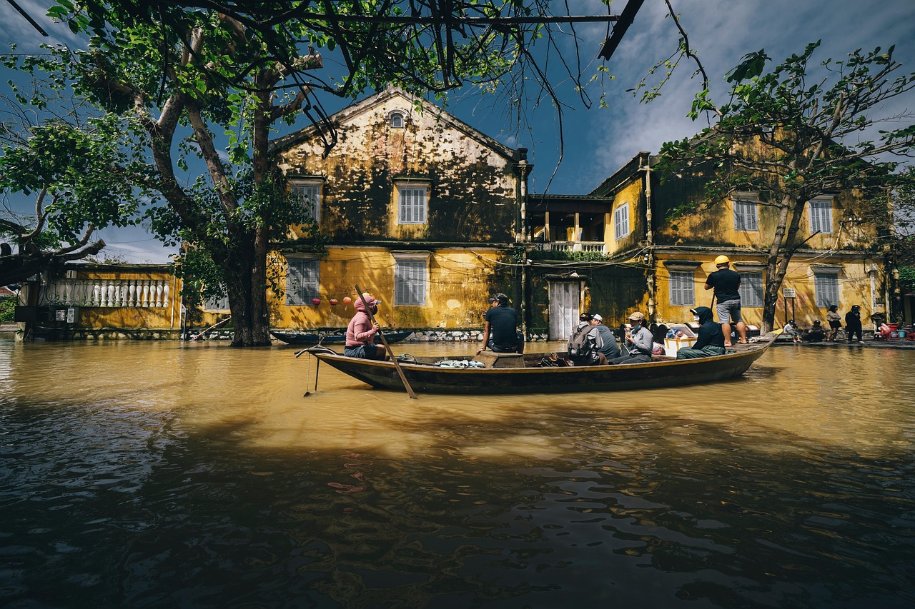 Floodwater covering a street in Hoi An Ancient Town